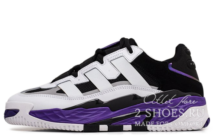 Кроссовки Adidas Niteball Winter White Power Purple Black  белые