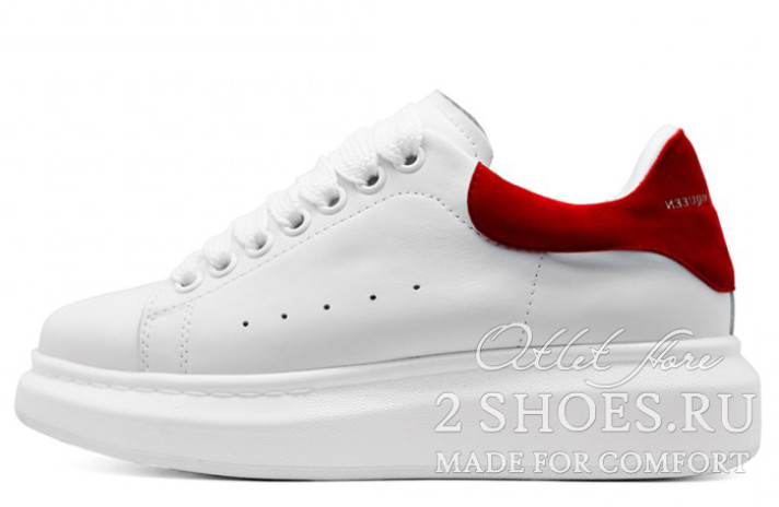 Кроссовки Alexander McQueen White Red 553770WHGP7 белые, кожаные