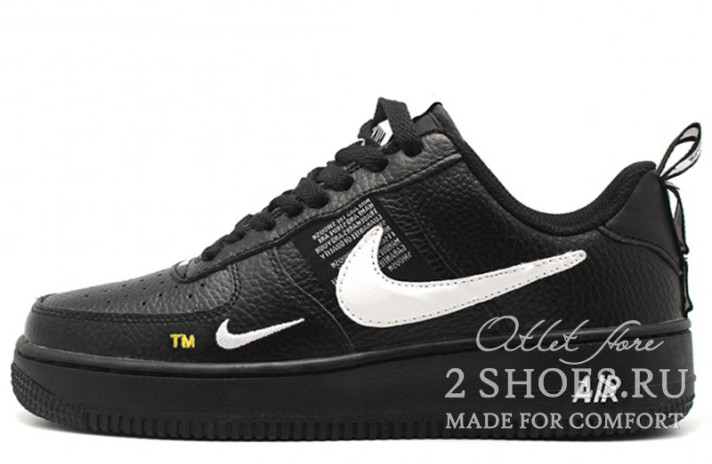 Кроссовки Nike Air Force 1 Low LV8 Winter Utility Black  черные, кожаные