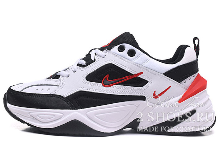 Кроссовки Nike M2K Tekno Winter White Black Red  белые, черные, кожаные