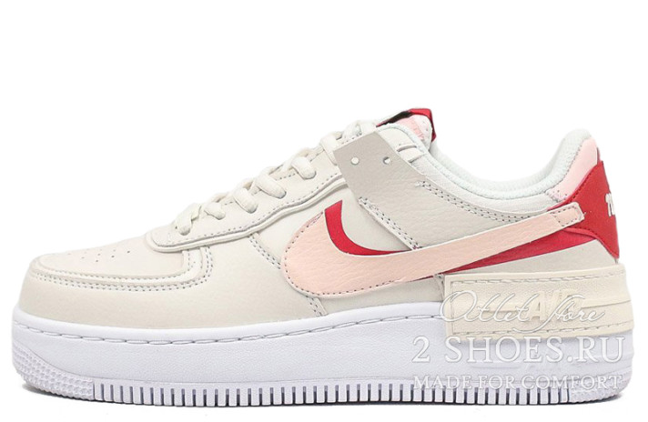 Кроссовки Nike Air Force 1 Low Shadow Phantom Echo Pink CI0919-003 белые, кожаные