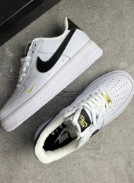Кроссовки Nike Air Force 1 Low White Black Gold Mini Swoosh живое фото 2