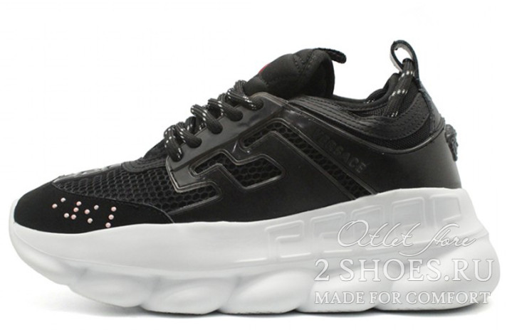 Кроссовки Versace Chain Reaction 2 Black White  черные